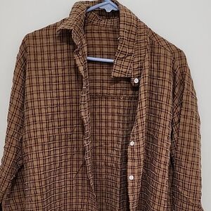 Casual Brown Checkered Shirt